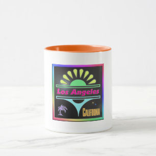 "Los Angeles Colorful Black Background" Cup Tasse