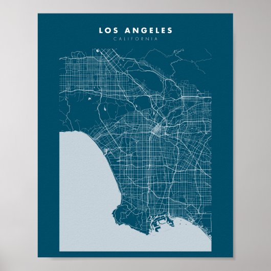 Los Angeles Dark Blue City Map Poster (Vorne)