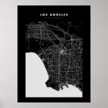 Los Angeles Dark City Map Poster