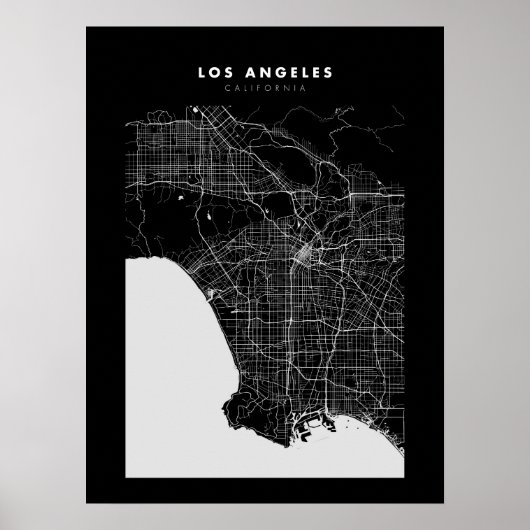 Los Angeles Dark City Map Poster (Vorne)