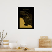 Los Angeles Dark Gold City Map Poster (Küche)