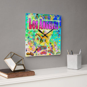 Los Angeles Epoch Hour Wall Clock Quadratische Wanduhr