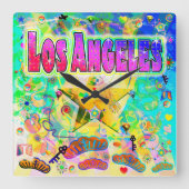 Los Angeles Epoch Hour Wall Clock Quadratische Wanduhr (Vorderseite)