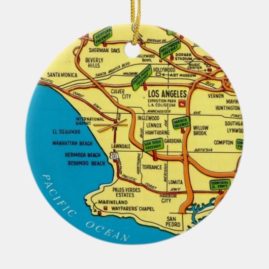 Los Angeles farbenfrohe Karte Keramik Ornament (Vorne)