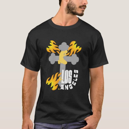 Los Angeles Fire Tribute Bold Grafik & Support LA T-Shirt (Vorderseite)