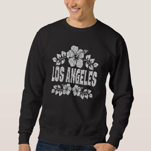 Los Angeles Flowers Distressed White Print Sweatshirt (Vorderseite)