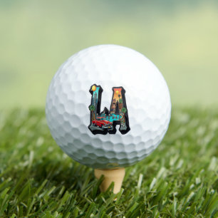 Los Angeles Gothic Retro Auto & Skelett Design Golfball