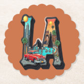 Los Angeles Gothic Retro Auto & Skelett-Design Untersetzer (Vorderseite)