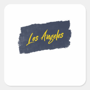 Los Angeles Handgeschriebene Gelbe Typografie Quadratischer Aufkleber