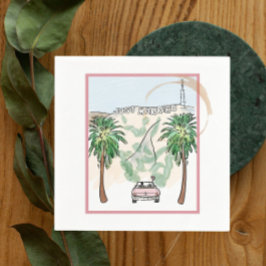 Los Angeles Just Married Cocktail Serviette