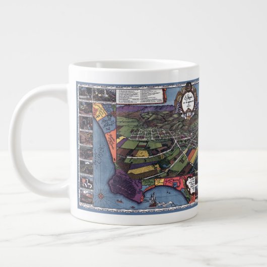 Los Angeles, Kalifornien, antike Luftkarte Jumbo-Tasse (Links)
