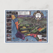 Los Angeles, Kalifornien, antike Luftkarte Postkarte (Vorderseite)