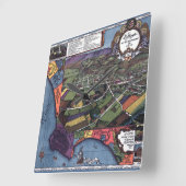 Los Angeles, Kalifornien, antike Luftkarte Quadratische Wanduhr (Winkel)