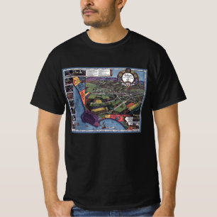Los Angeles, Kalifornien, Antike Luftstadtkarte T-Shirt