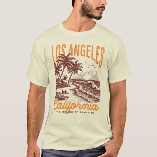 Los Angeles Kalifornien, Die Insel des Paradieses T-Shirt (Vorderseite)