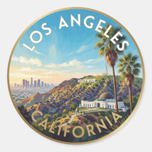 Los Angeles Kalifornien Hollywood Reise Runder Aufkleber