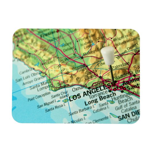 Los Angeles, Kalifornien Karte Magnet (Horizontal)