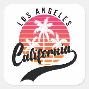 Los Angeles, Kalifornien Retro-Aufkleber Quadratischer Aufkleber