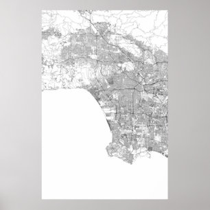 Los Angeles, Kalifornien (schwarz auf weiß, leer) Poster