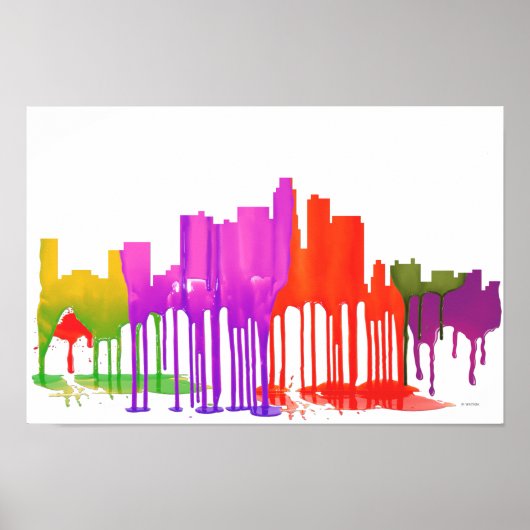 LOS ANGELES, KALIFORNIEN SKYLINE PUDDLES - POSTER (Vorne)