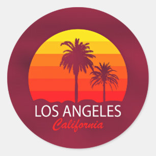 Los Angeles, Kalifornien Sonnenuntergang Runder Aufkleber