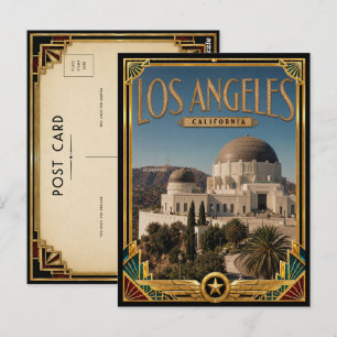Los Angeles Kalifornien Vintage Art Deco Golden Ag Postkarte