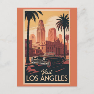 Los Angeles Kalifornien Vintage Auto Stadt Skyline Postkarte
