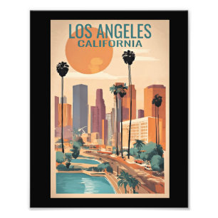 Los Angeles, Kalifornien, Vintage Illustration Fotodruck