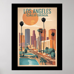 Los Angeles, Kalifornien, Vintage Illustration Poster
