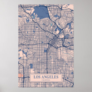 Los Angeles Kalifornien Windige Stadt Karte Reise Poster