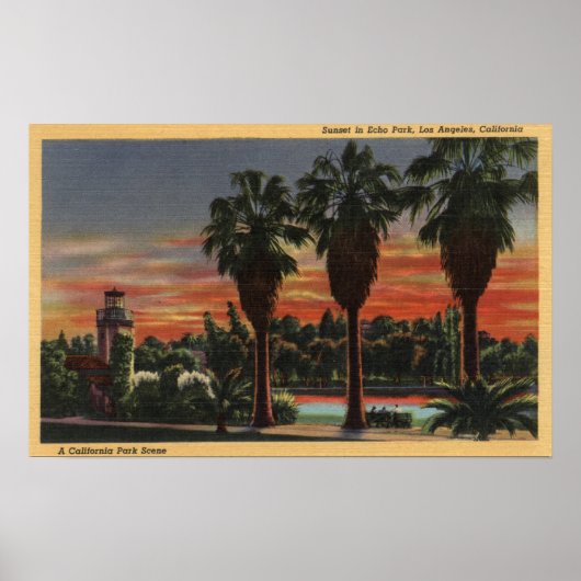 Los Angeles, KalifornienSunset in Echo Park Poster (Vorne)