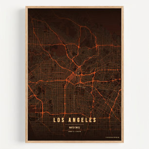Los Angeles Karte LA Druck Wandkunst Poster Gesche