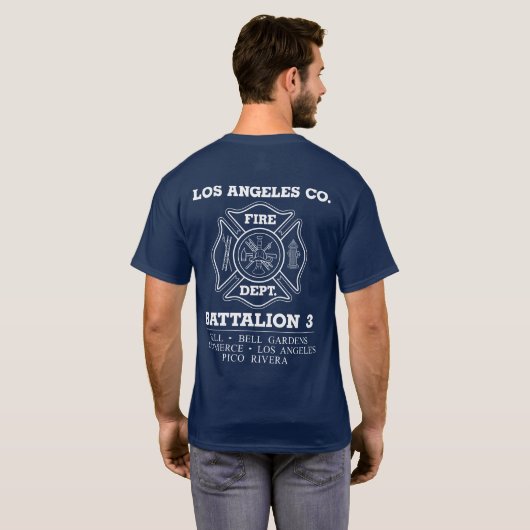 Los Angeles Landkreis Feuerwehr Bataillon 3 T-Shirt (Schwarz voll)