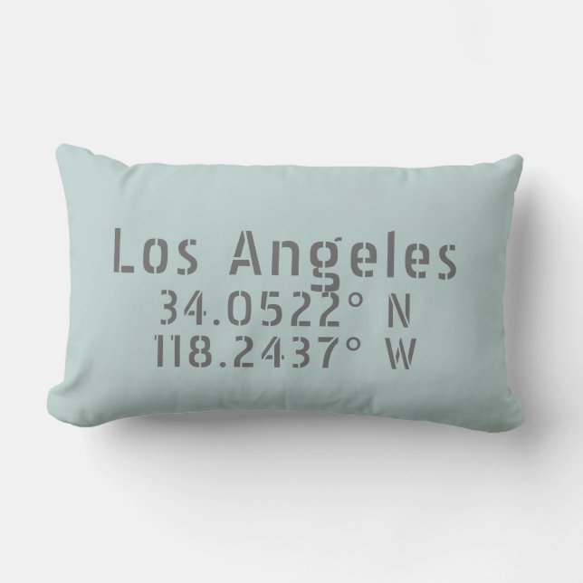 Los Angeles Latitude Longitude Throw Kissen (Vorderseite)