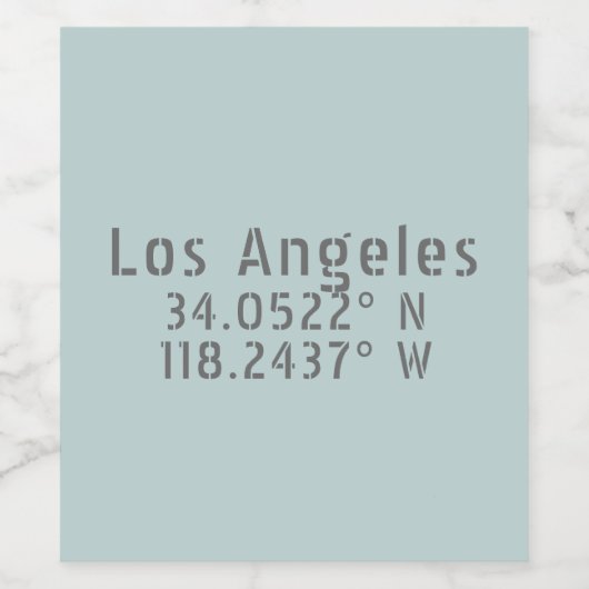 Los Angeles Latitude Longitude Weinetikett (Einzelnes Label)