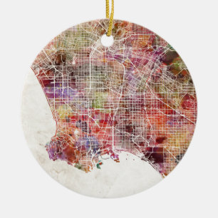Los Angeles Map Keramikornament