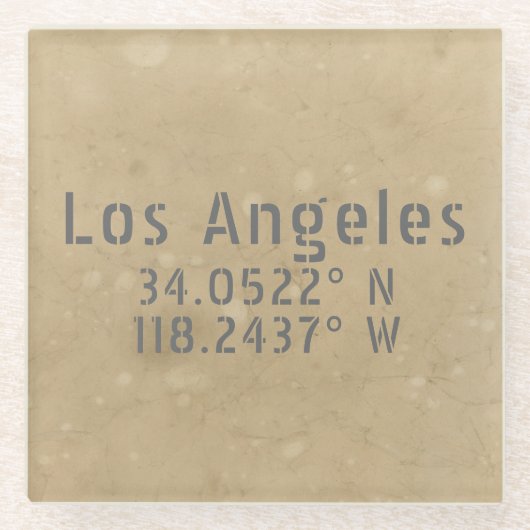 Los Angeles Map Koordinaten Glasuntersetzer (Vorderseite)