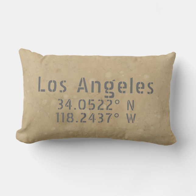Los Angeles Map Koordiniert Lumbar Throw Pillow Lendenkissen (Vorderseite)