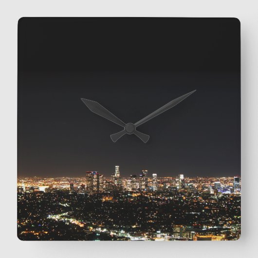 Los Angeles-Nacht Quadratische Wanduhr (Vorderseite)