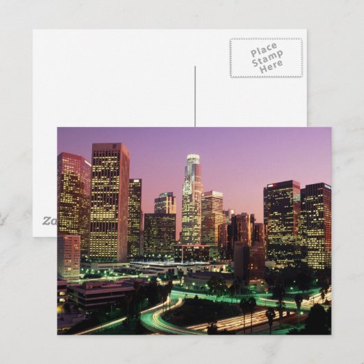 Los Angeles-Nachtlichter Postkarte (Vorne/Hinten)