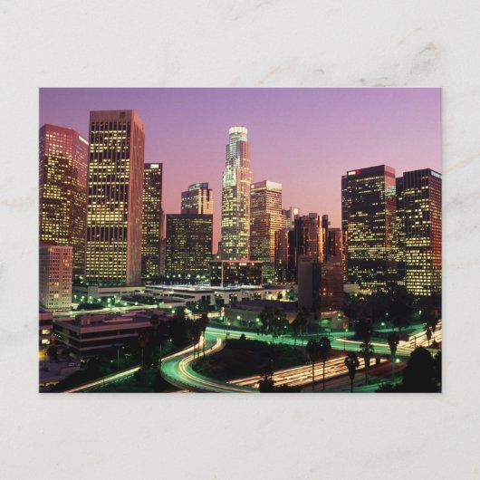 Los Angeles-Nachtlichter Postkarte (Vorderseite)