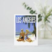 Los Angeles, Paar am Strand, Vintag Postkarte (Stehend Vorderseite)