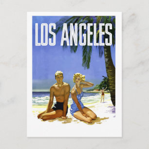 Los Angeles, Paar am Strand, Vintag Postkarte
