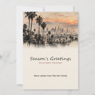 Los Angeles Palm Sonnenuntergang Tusche-Wasch-Weih Feiertagskarte