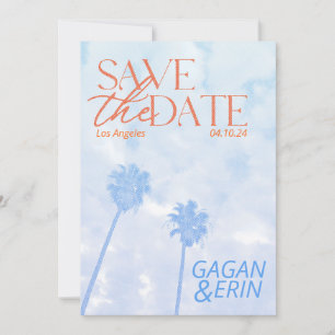 Los Angeles Palm Tree Save the Date. Vintager Look Save The Date
