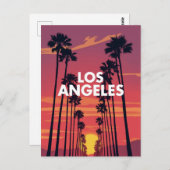 Los Angeles Palm Tree Sunset Graphic Postkarte (Vorne/Hinten)