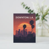 Los Angeles Palm Tree Sunset Postkarte (Stehend Vorderseite)
