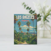 Los Angeles Palm Tree Vintage Travel Postkarte (Stehend Vorderseite)