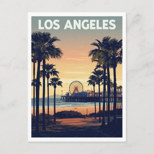 Los Angeles Palm Trees and Santa Monica Pier Postkarte (Vorderseite)