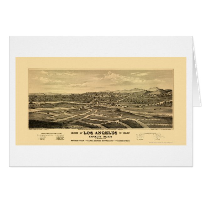 Los Angeles, panoramische Karte CAs - 1877 (Vorderseite (Horizontal))
